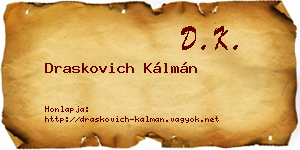 Draskovich Kálmán névjegykártya